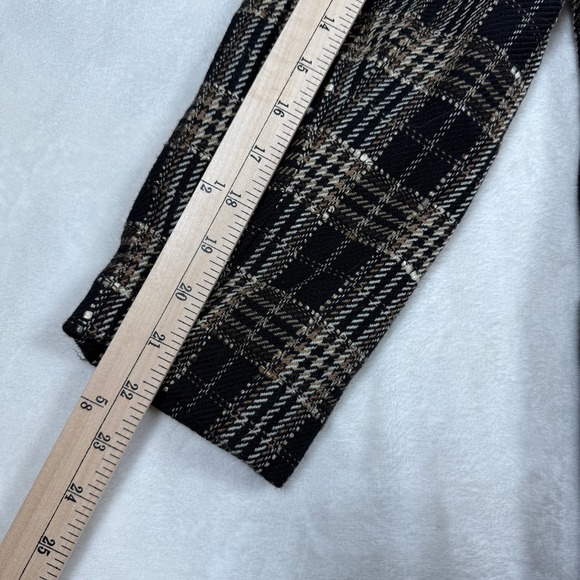 Vintage Jaeger Plaid Blazer Black Tan Wool Blend Sparkle‎ Button Jacket Women M - Picture 10 of 10